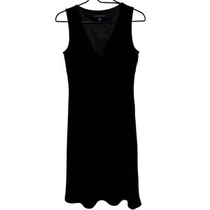 Banana Republic Black Sleeveless V Neck Midi Sheath Dress Women Size 4